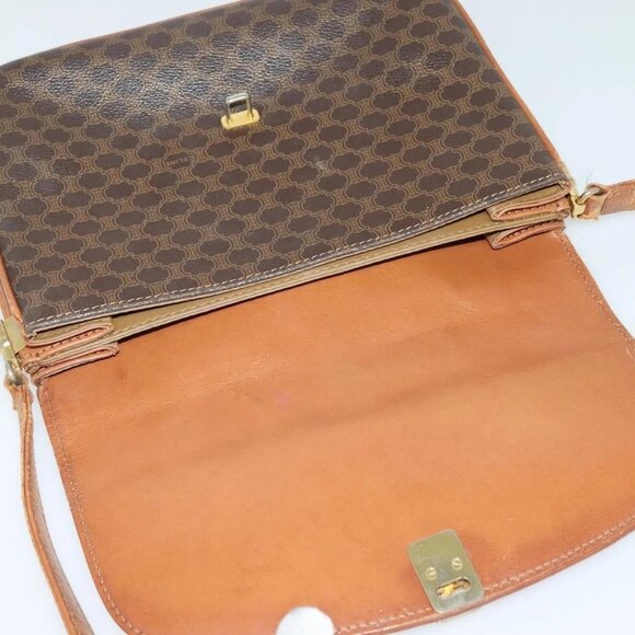 CELINE Macadam Canvas Shoulder Bag PVC Leather Brown Gold Auth - Picture 10 of 16